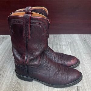 Lucchese Burgundy Exotic Leather Western Cowboy Boots Men’s Size 9D